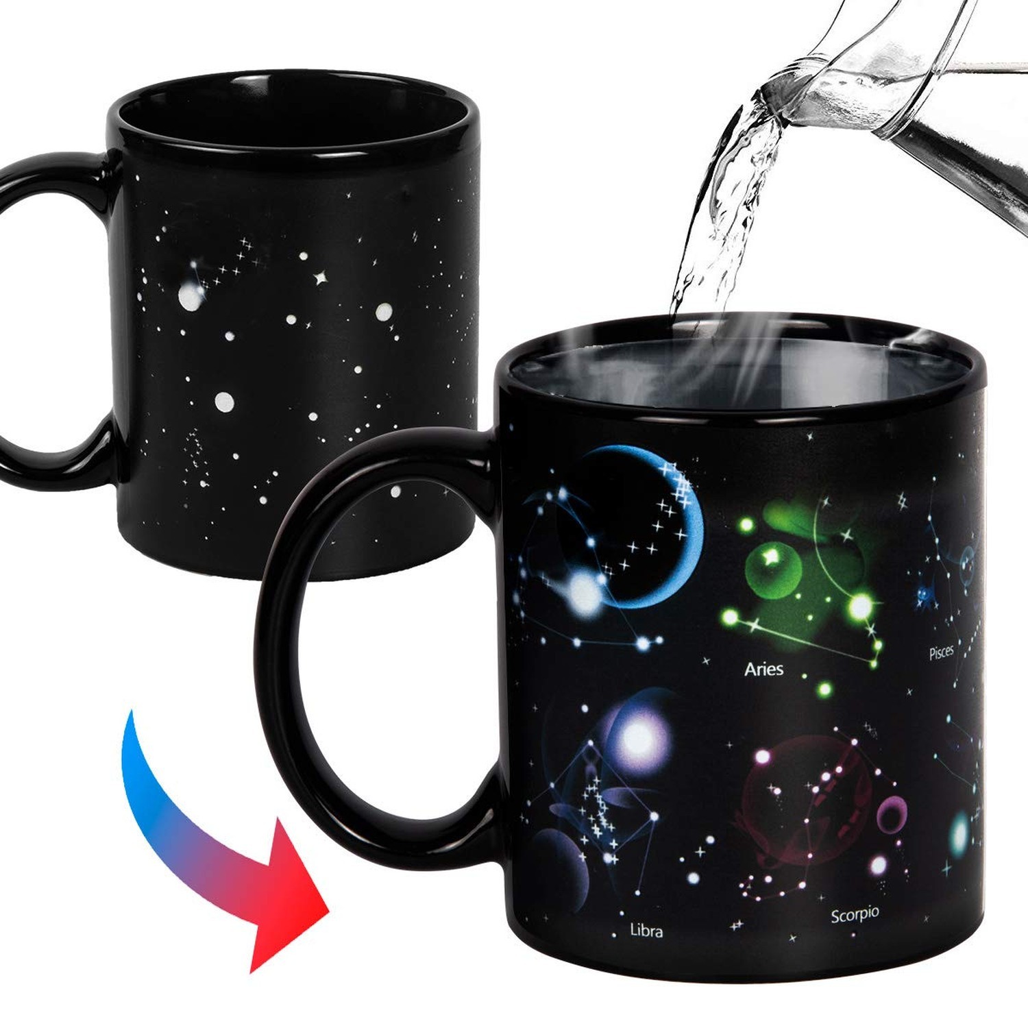 Kmiles Heat Changing Constellation Mug - Colour Changing Magical Coffee Tea C...