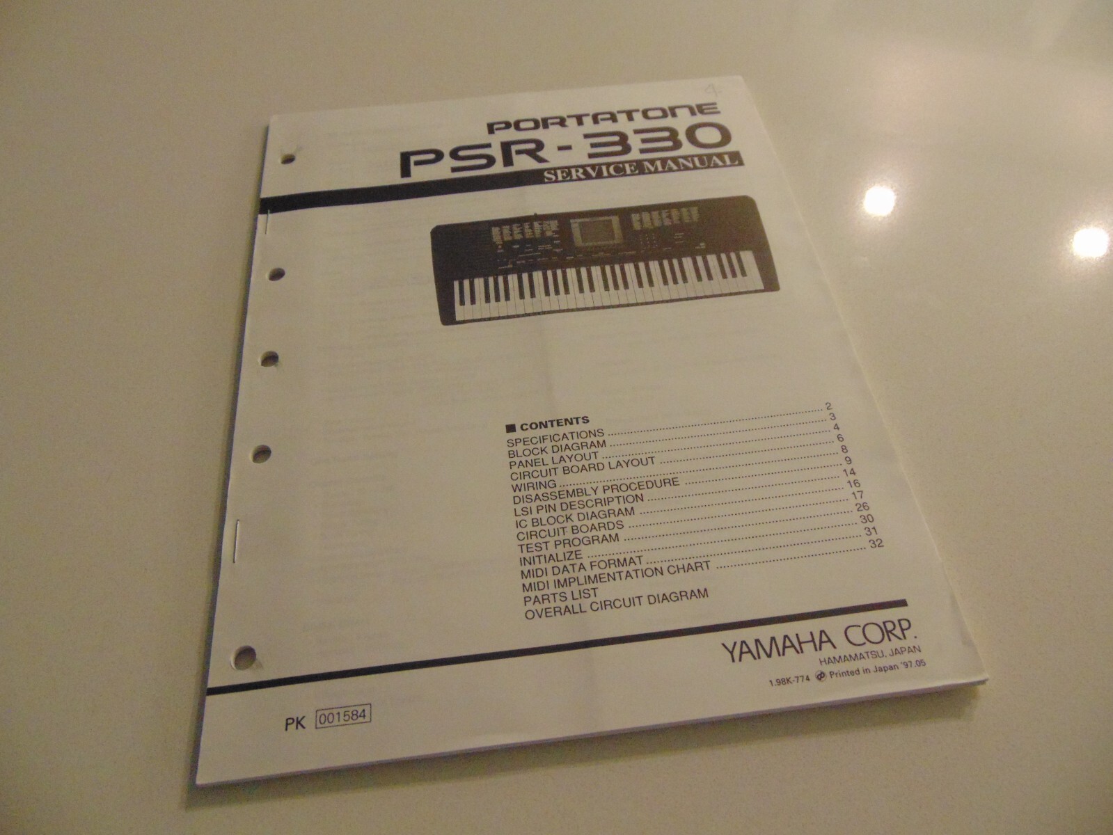 Yamaha Portatone PSR-330 Keyboard Service Repair Shop Manual Schematics Parts