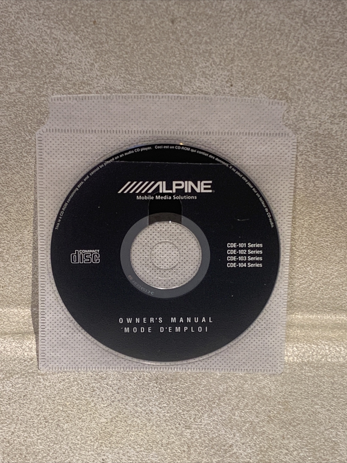 Alpine CDA/CDE series Owner's Manual CD