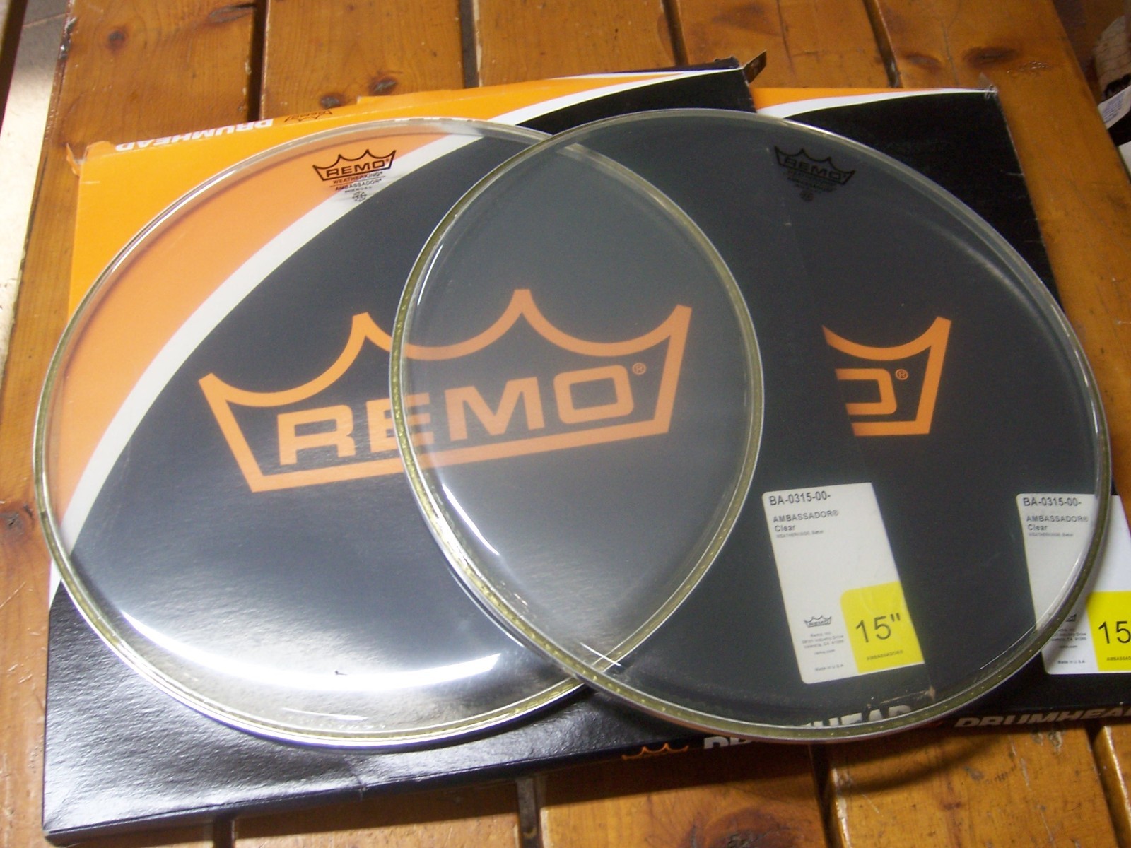 (2) New 15" Remo Clear Ambassador Batter Drumheads Weather King FREE SHIPPING