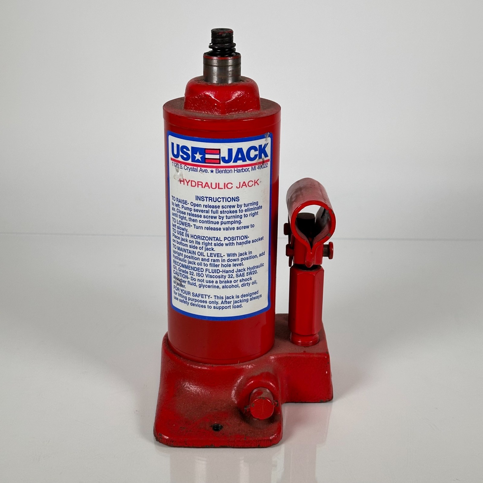 US Jack Hydraulic Bottle Jack RED Made In USA 3 Ton - 60 Ton