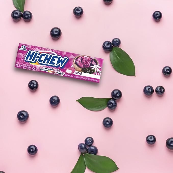 HI-CHEW ACAI - Box of 15 Sticks, 1.76oz ea | Unique Fun Soft & Chewy Taffy