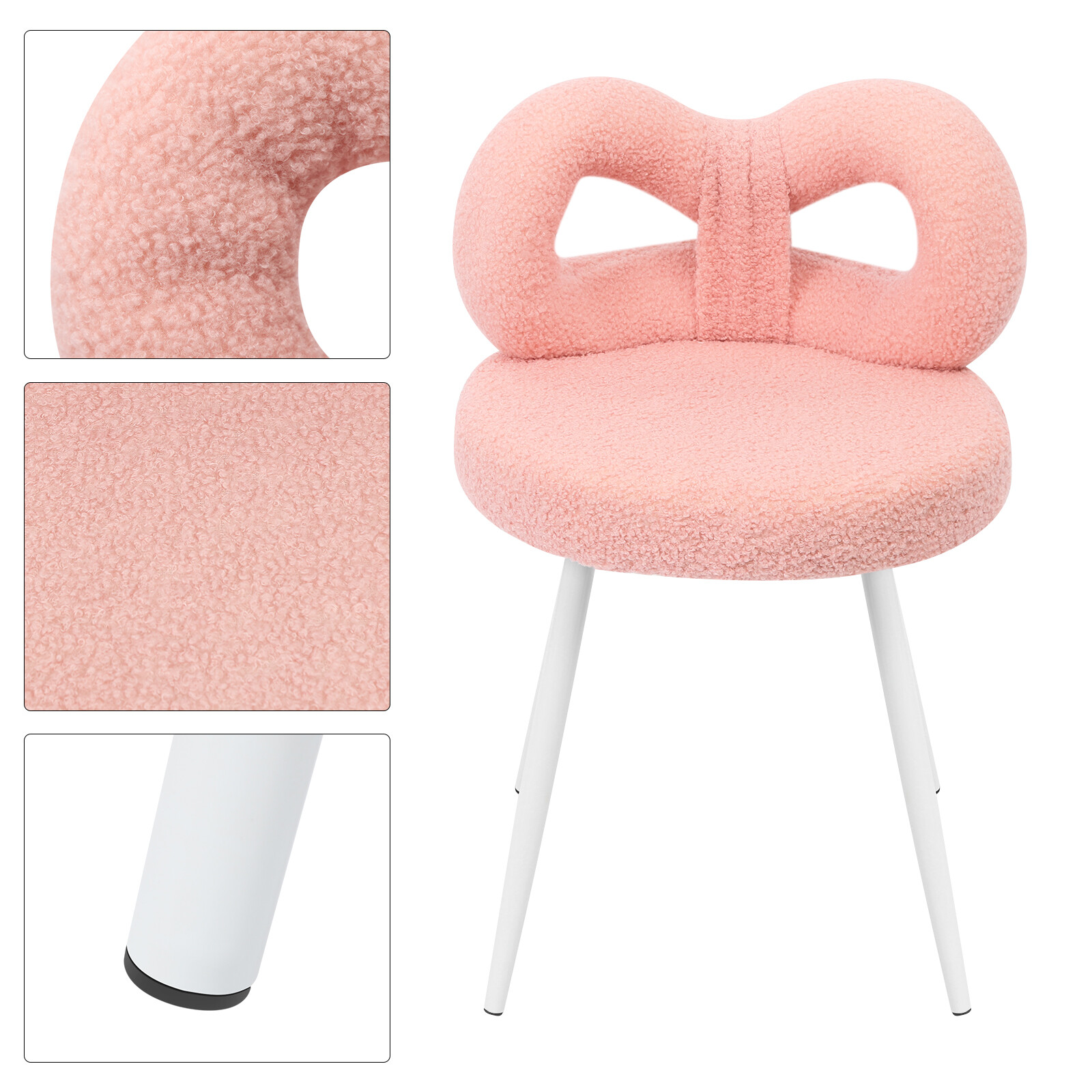 13*13*26.4in Cute Bow Backrest Chair Pink Floor Standing Chair For Bedroom Decor