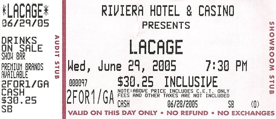 Riviera Casino - Las Vegas, NV - Vintage Paper Show Ticket 2005