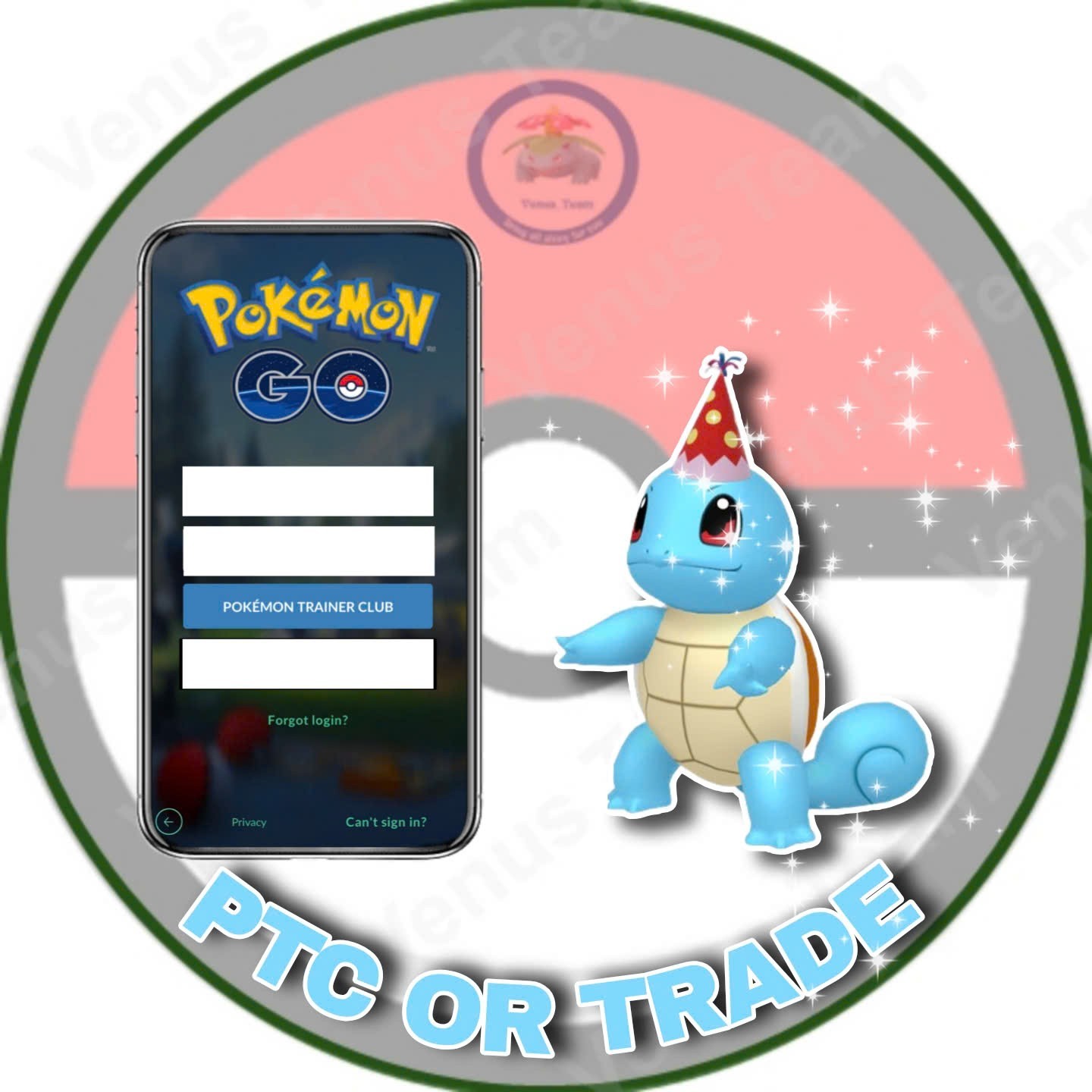 Pokémon Go ✨ Shiny Squirtle Party Hat ✨ P T C 80k Dust ✨