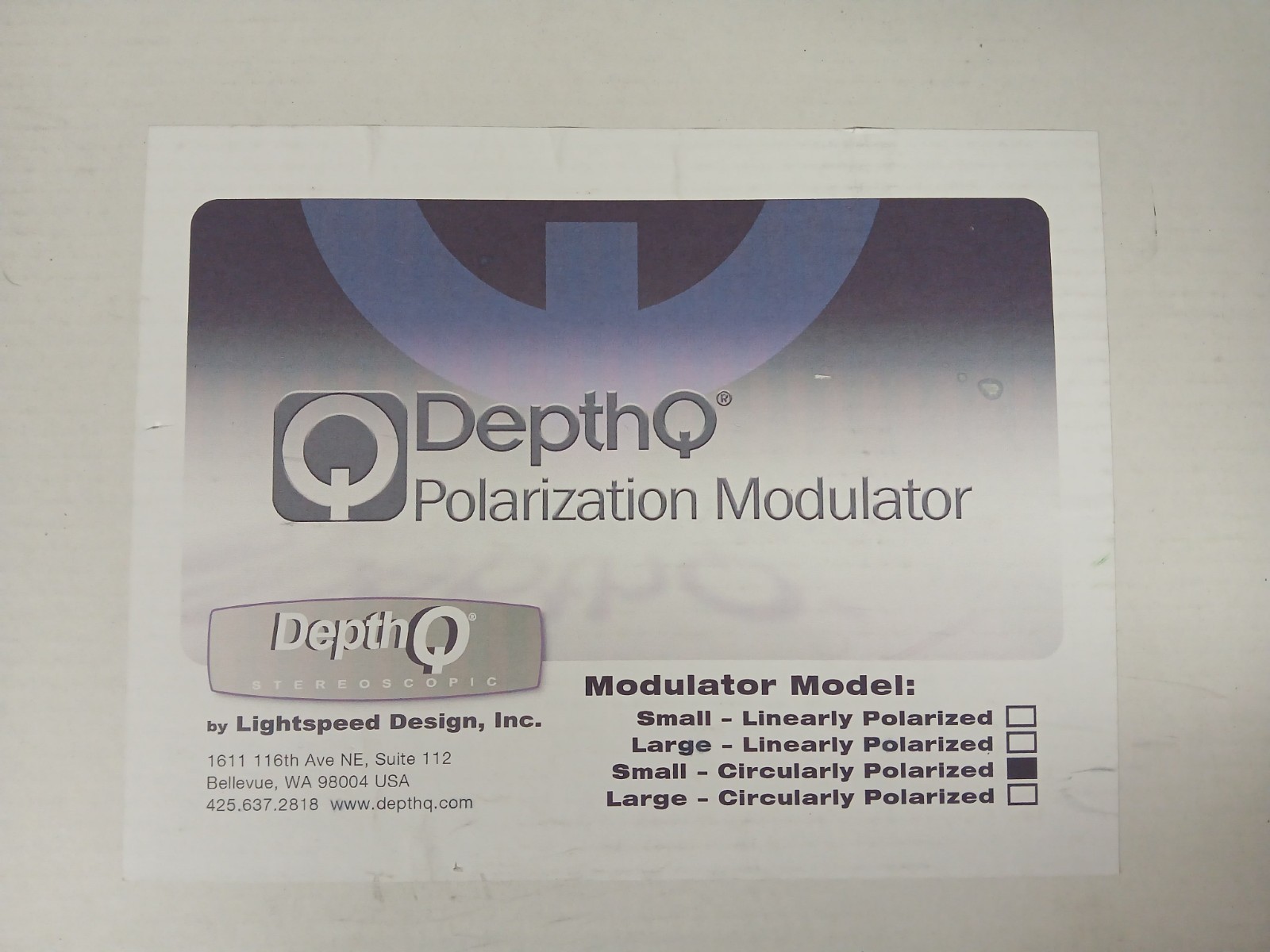 DepthQ Polarization Modulator w/ Modulator Driver SN: CPR 80x66 88123