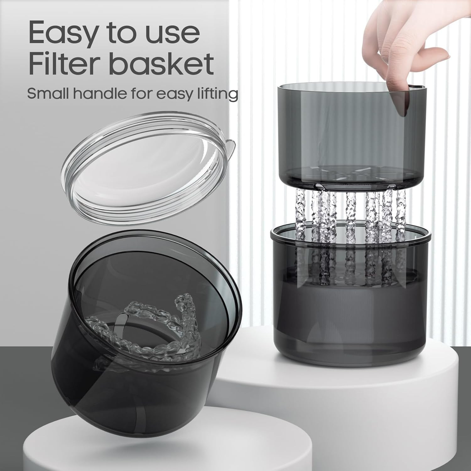 Denture Case, Denture Bath Cup with Brush, Denture Container Cups for Soaking De