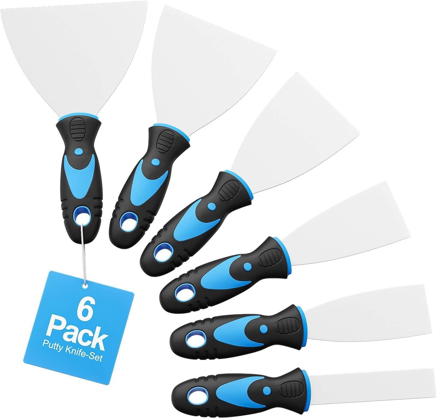 6 Pack Putty Knife Set Stainless Steel Scrapers 1-5in Drywall Tools