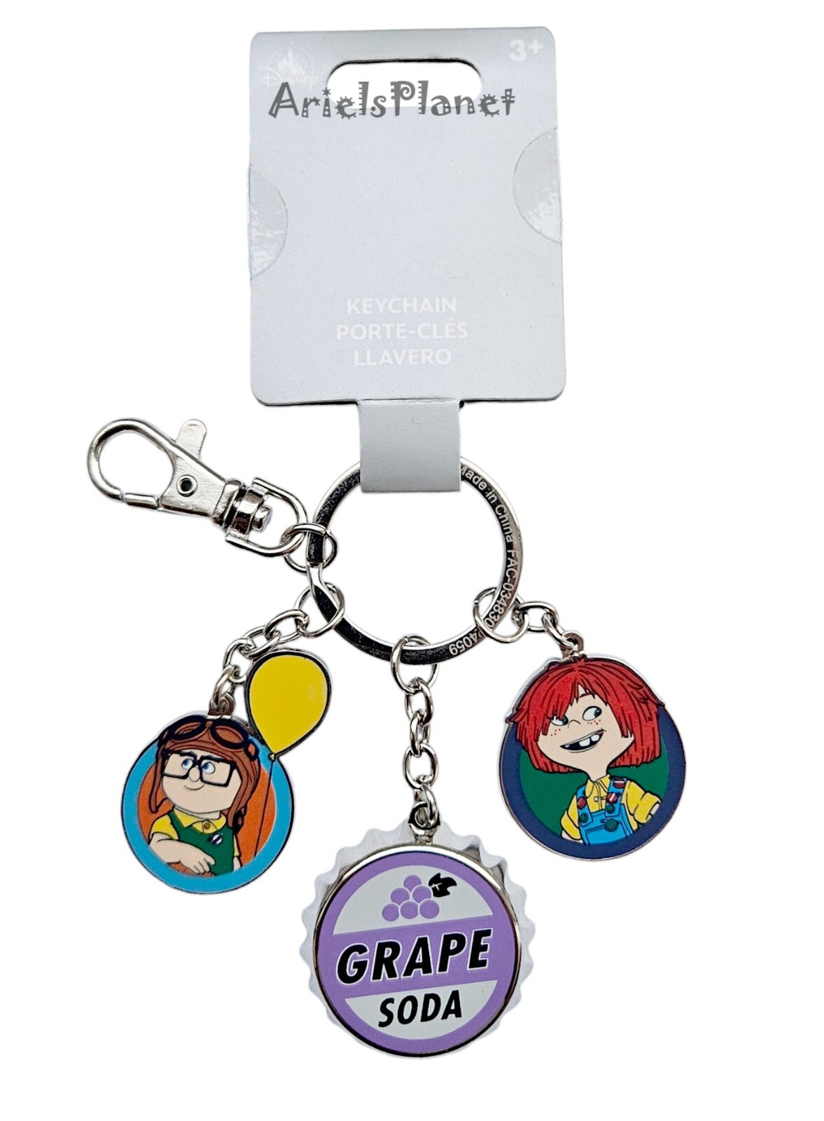 Disney Parks Pixar Up Movie Grape Carl & Ellie Metal Keychain Bag Charms