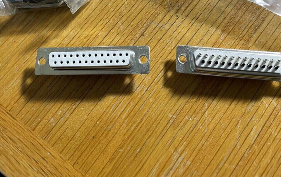 A lot of two (2) AMP DB25F female solder cup connector & GRAY generic hood kits