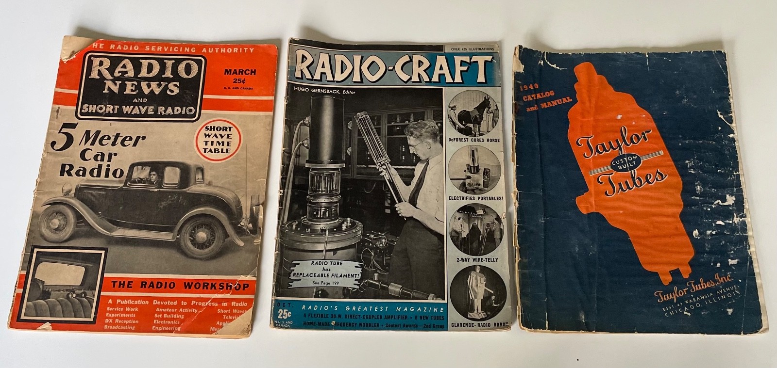 Vintage 1936, 1939, 1940 Ham Radio Magazines Lot of 3