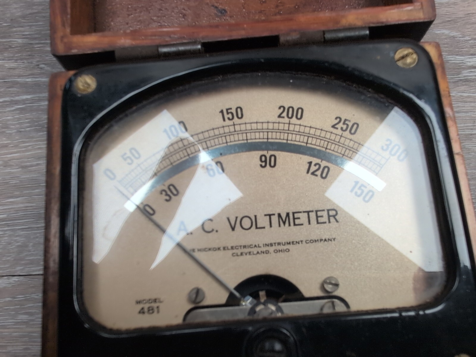 Vintage, Hickok AC Voltmeter Model 481, In Wood Case Untested