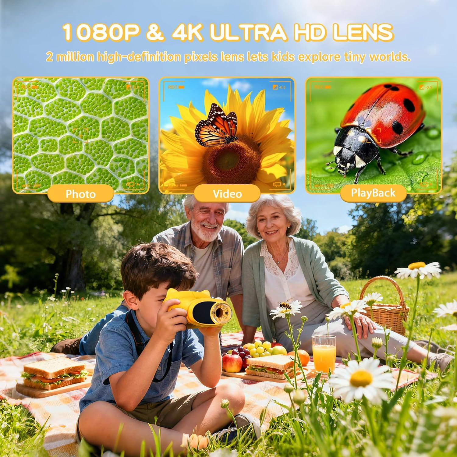 1000X Handheld Digital Microscope for Kids, Pocket Microscope with 2.4" IPS Scre