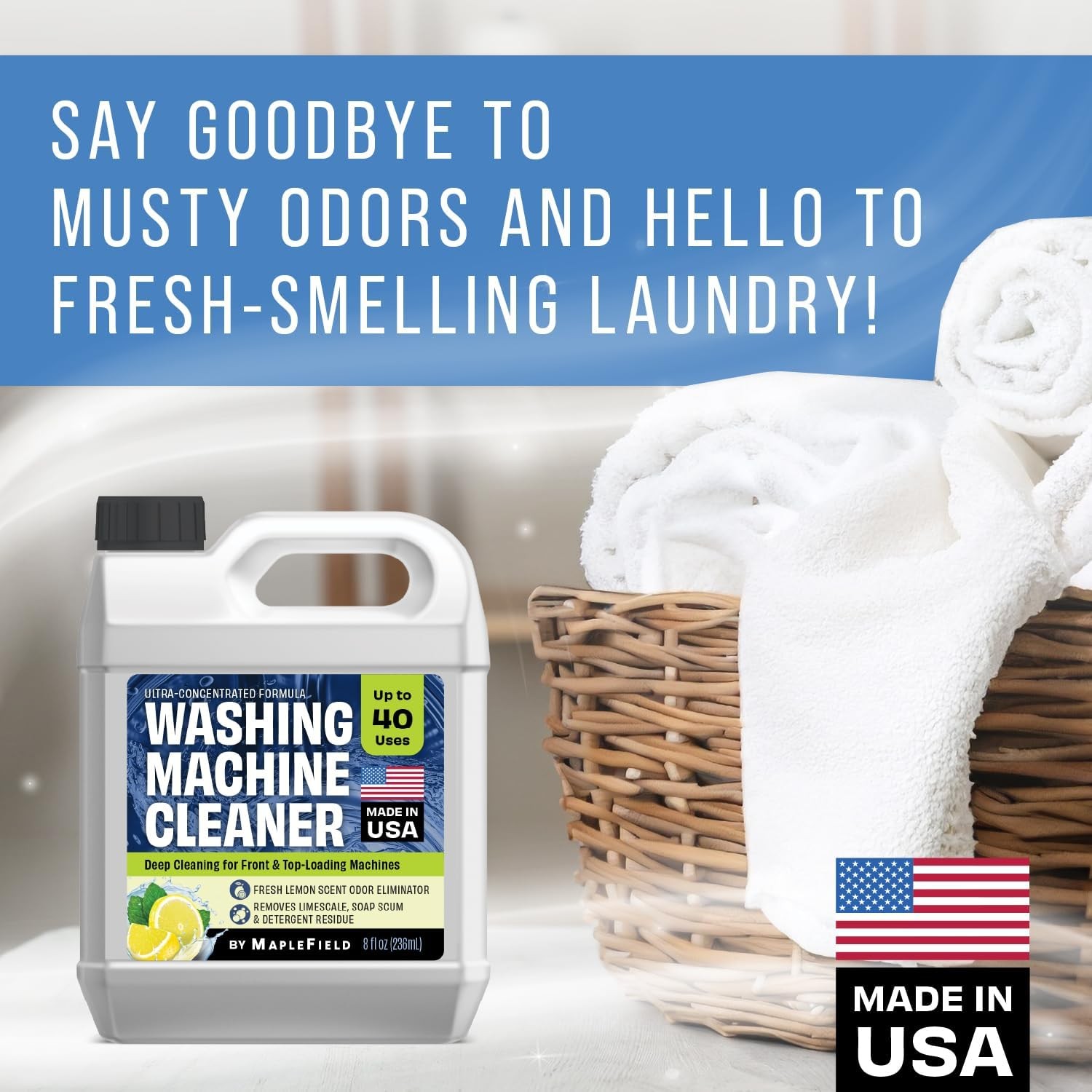 Maplefield Washing Machine & Laundry Cleaner + Deodorizer, 8oz, Refreshing...