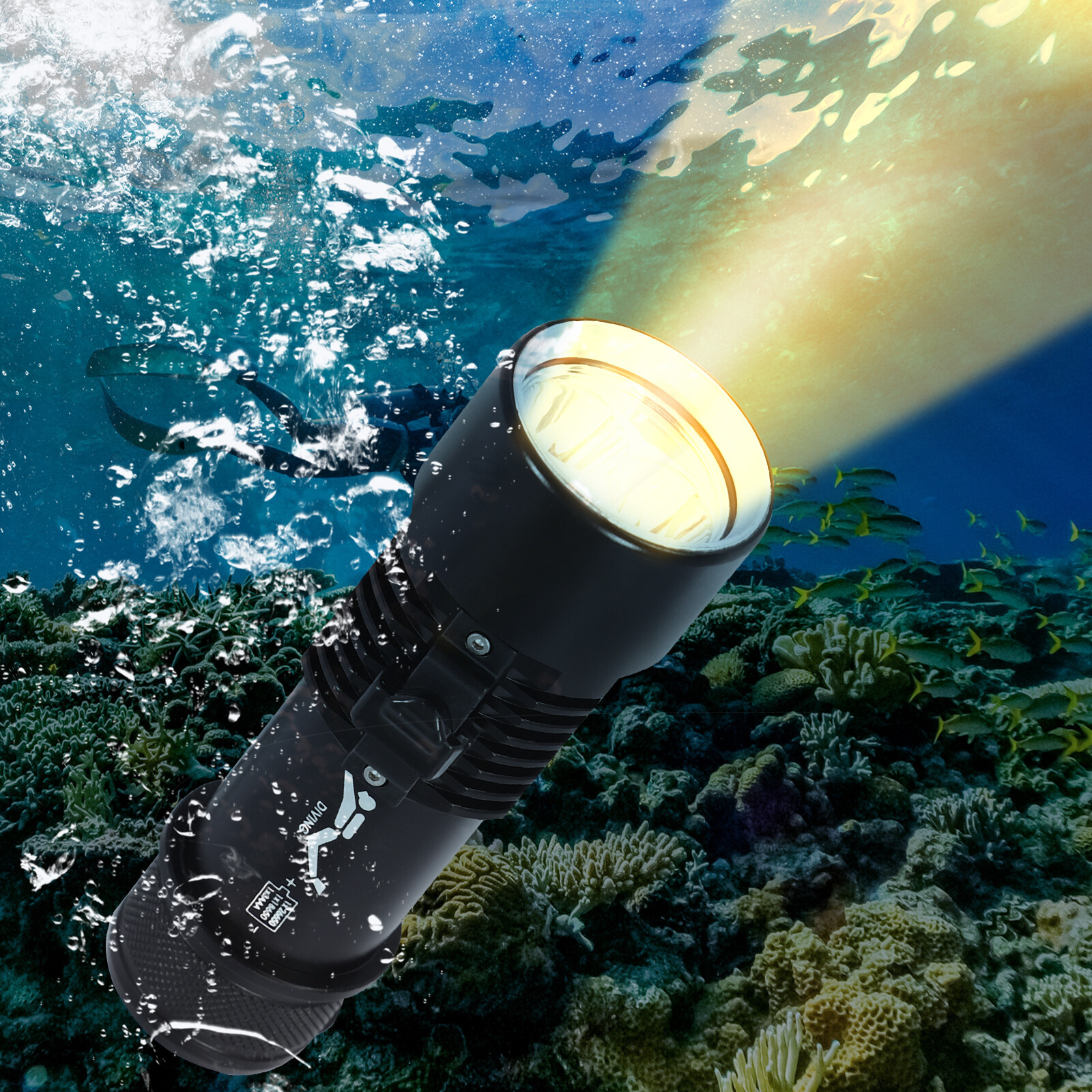 LED Dive Light Waterproof Compact Bright Diving Torch Submersible Flashlight