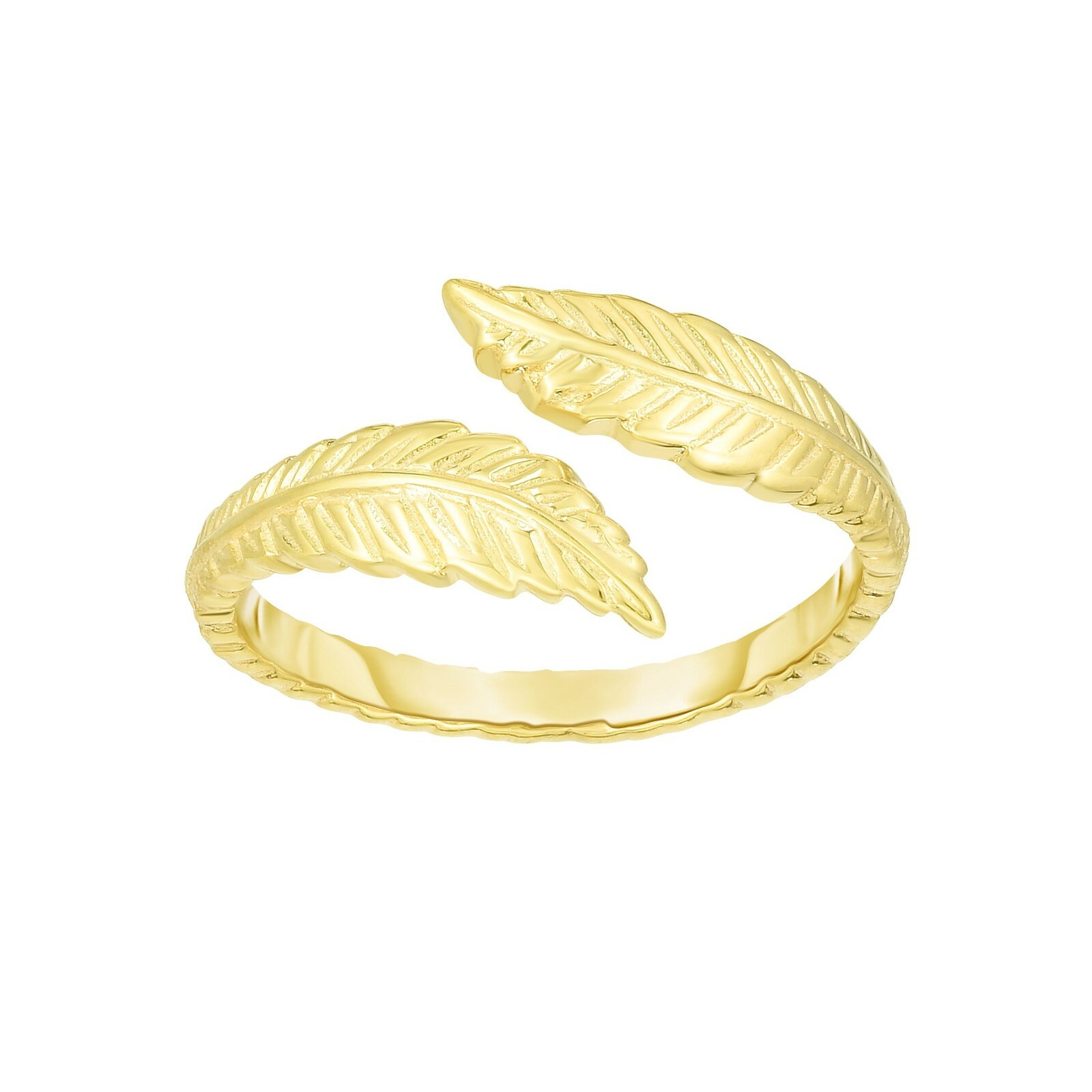 3D Adjustable Diamond Cut Bypass Leaf Toe Ring Solid Real 14K Yellow Gold