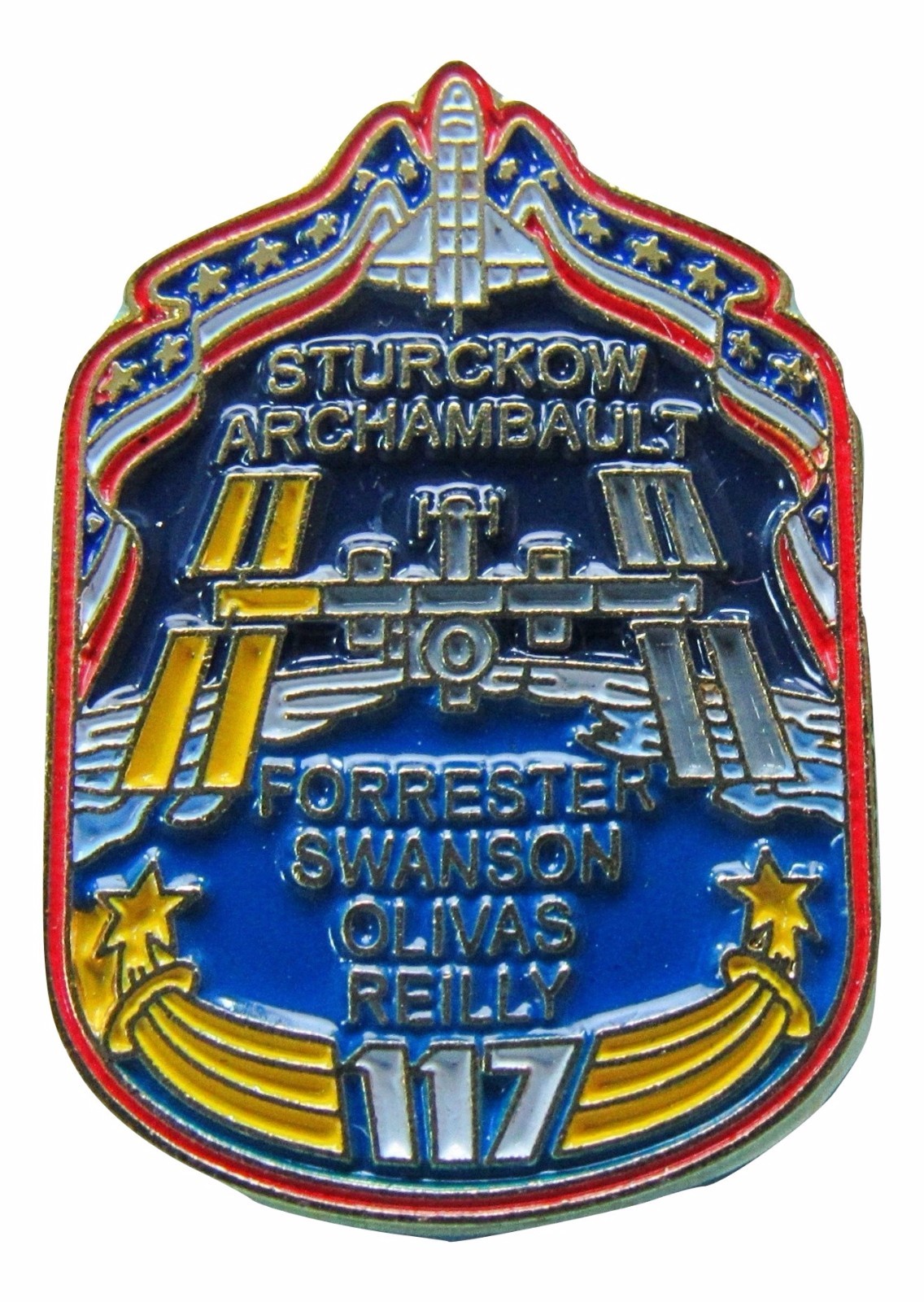 PIN enamel vtg NASA Space Shuttle STS-117 ATLANTIS Early Version Emblem