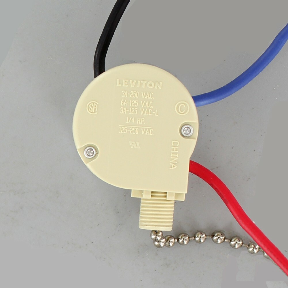 LEVITON Pull chain switch, three speed four position Ceiling Fan Switch 40412JB