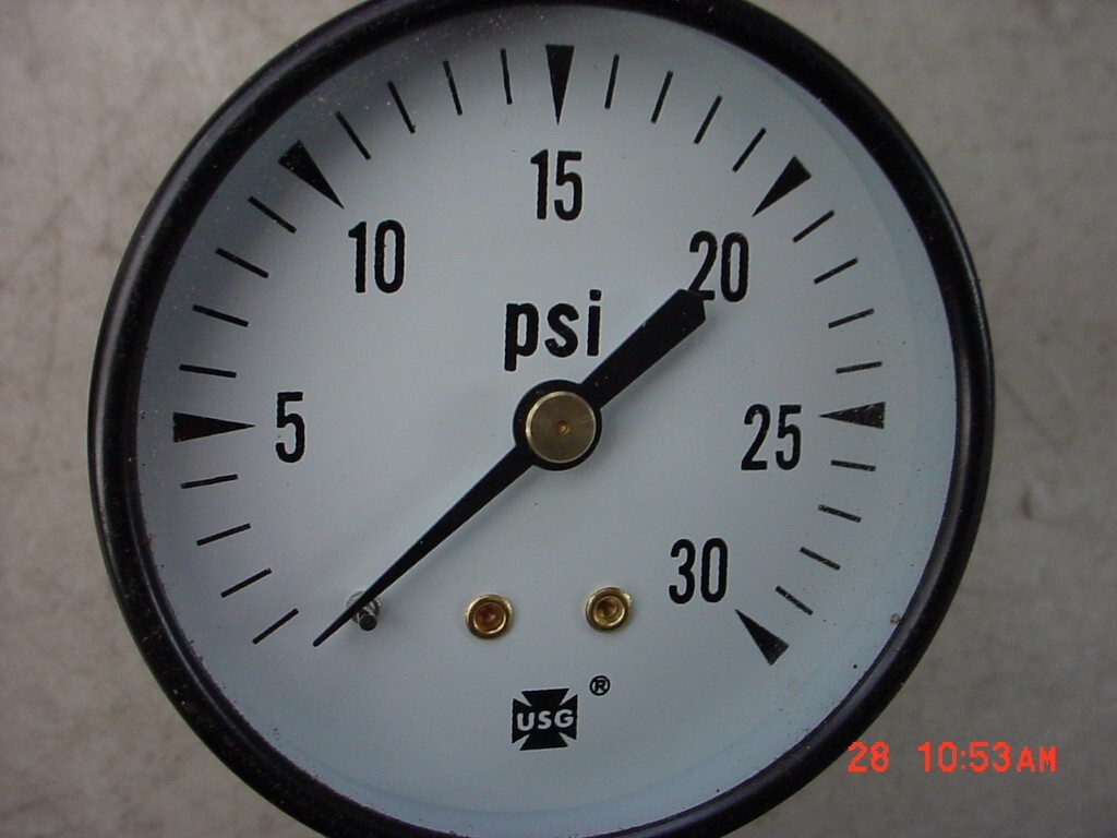 US Gauge Ametek 0-30 PSI Pressure Gauge 2 1/2 in Dial USA Rear 1/2" Stem