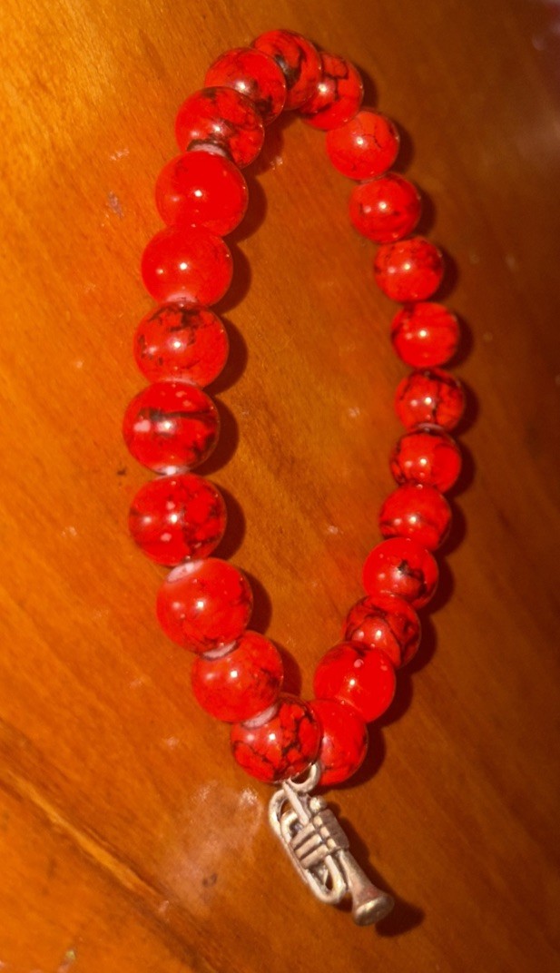 Handmade Beaded Bracelet With Trumpet Charm