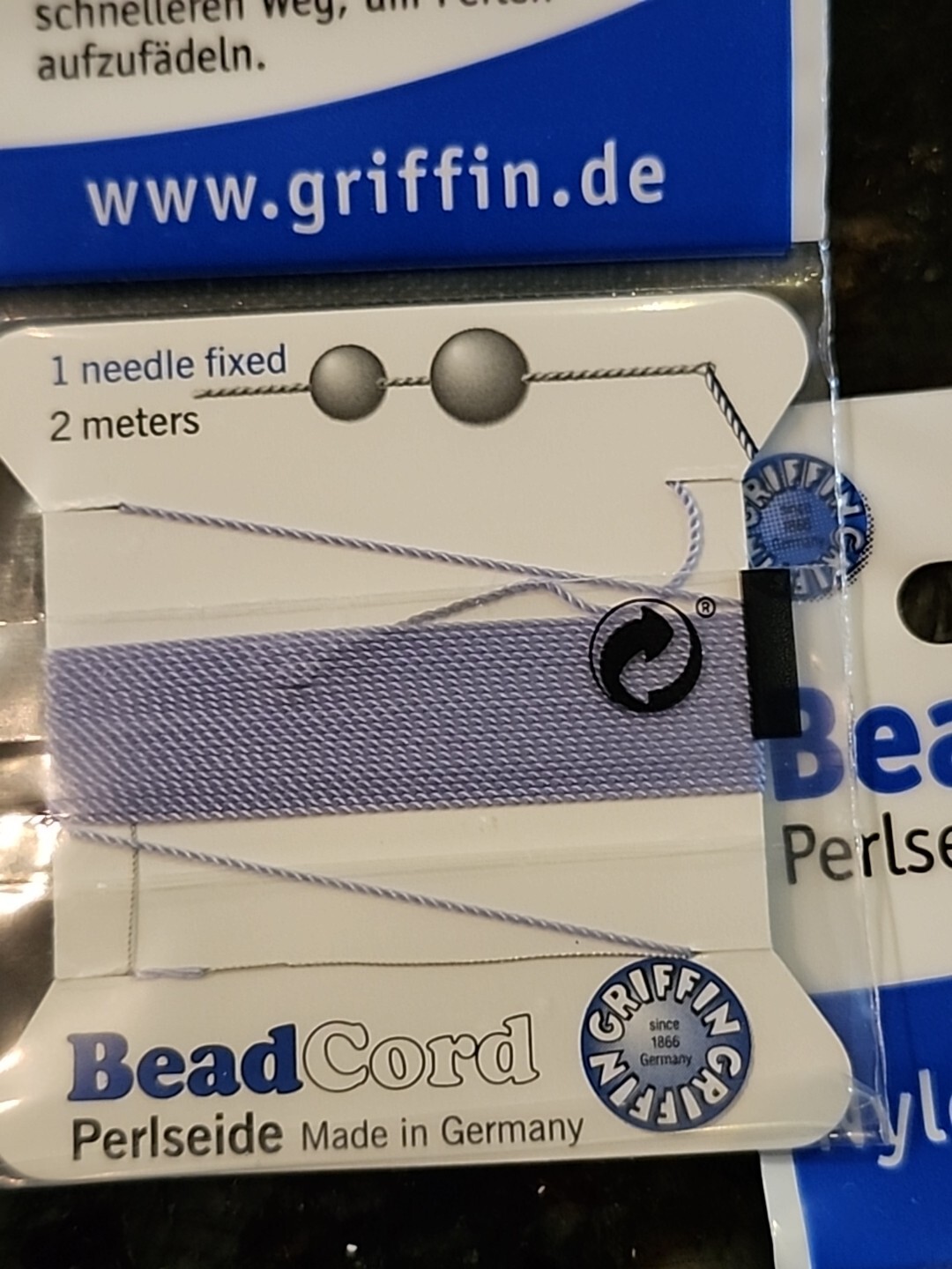 3 × Griffin Nylon Size #2 Color Lilac 2 Meter Card with Needle