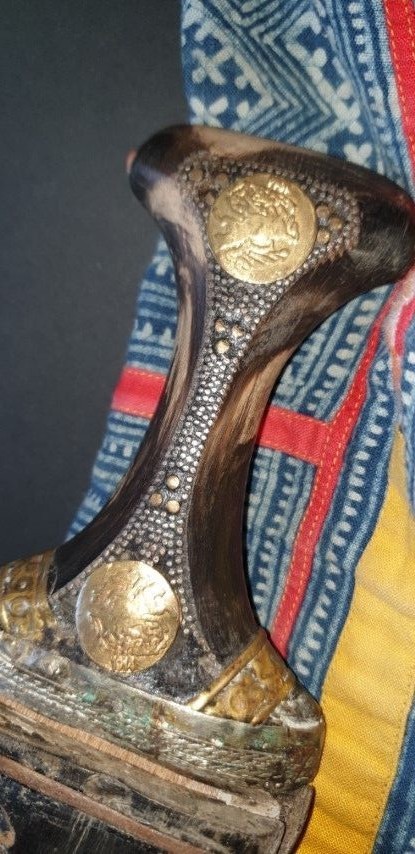 Old Yemeni Jambiya Kanjar or Arabic Dagger Horn Sheath Coins Handle 1914…