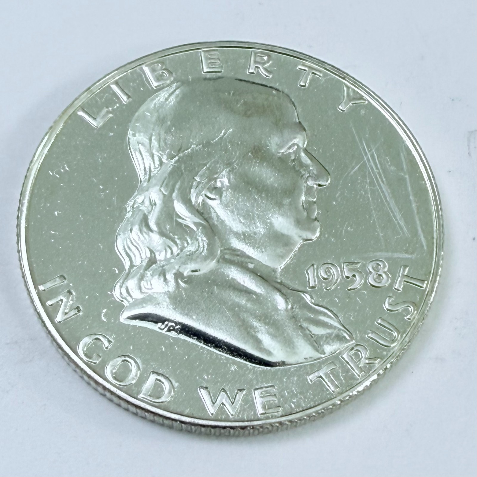 1958 PROOF FRANKLIN HALF DOLLAR 90% SILVER MINT STATE DETAILS #7486