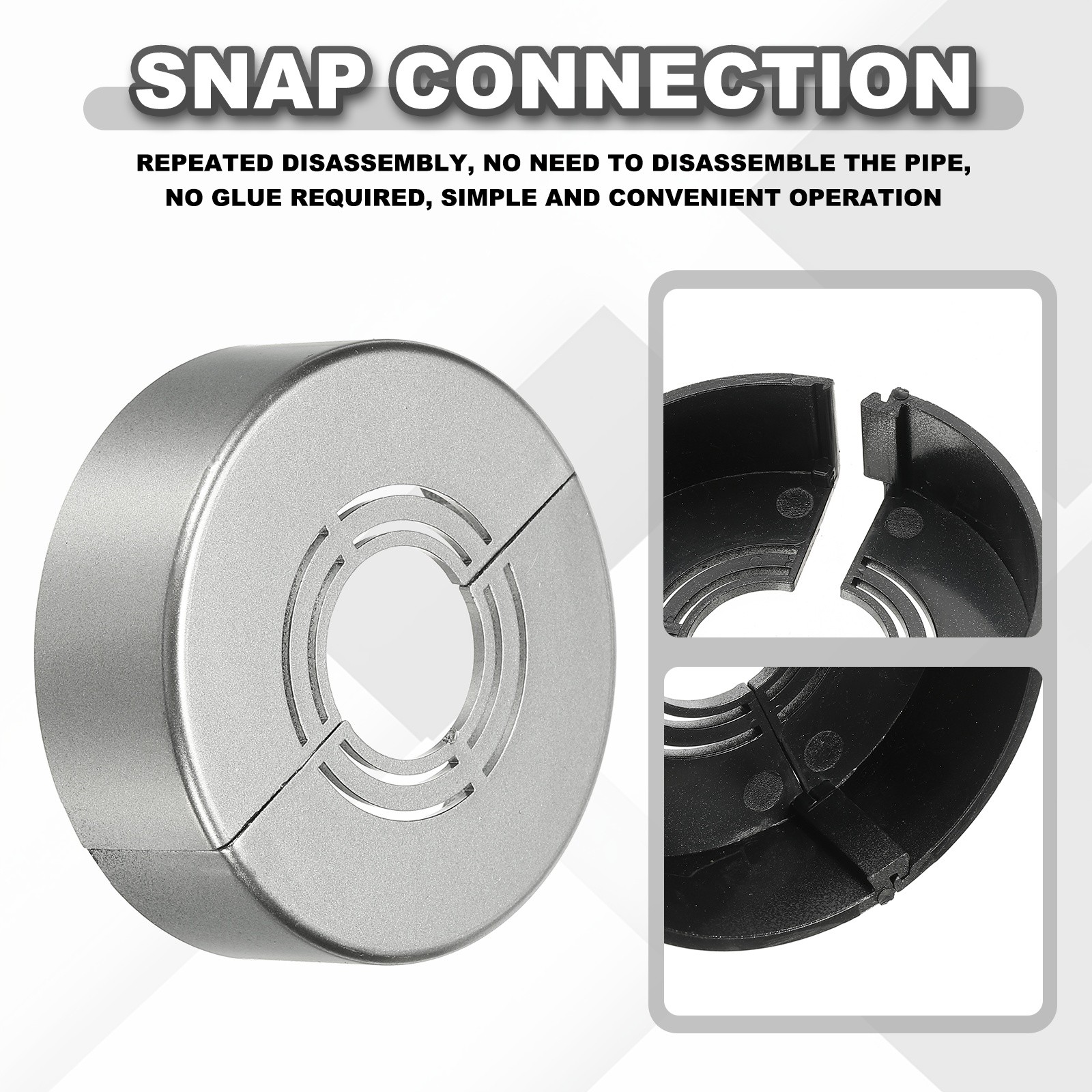4pcs Wall Split Flange 0.79" Plastic Round Split Flange Pipe Cover, Gray