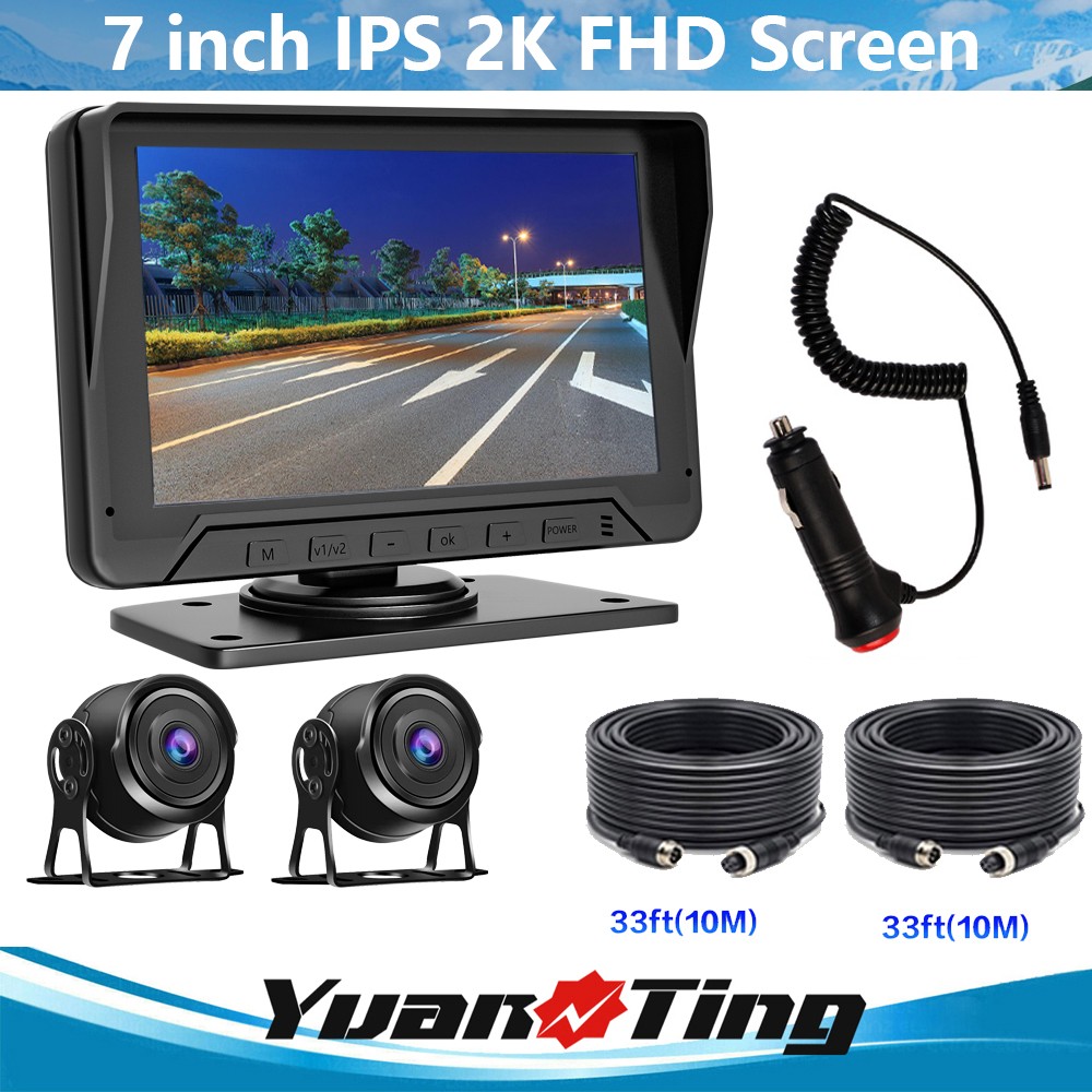 7" Rear View Backup Camera 4Pin System For Skid Steer RV Truck Heavy Equipment