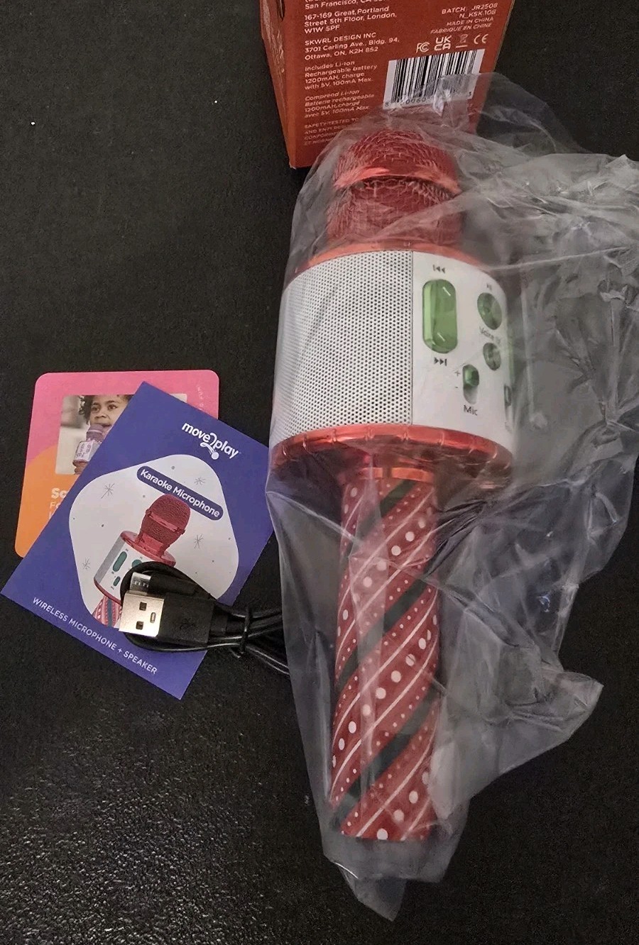Move2Play Christmas Karaoke Microphone Includes Pre-Loaded Songs & Bluetooth New