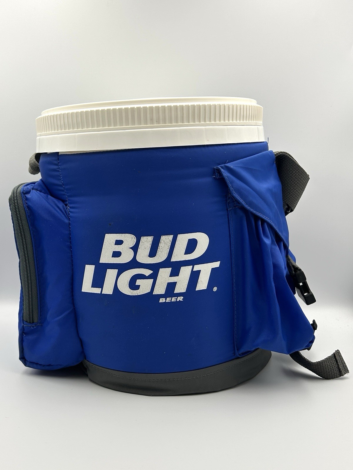 Vintage Bud Light Portable Beach Cooler Round Blue