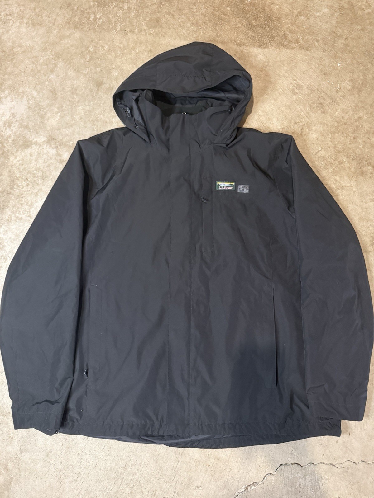 L.L. Bean Men's Black Hooded Full Zip Rain Coat Jacket XXL Regular