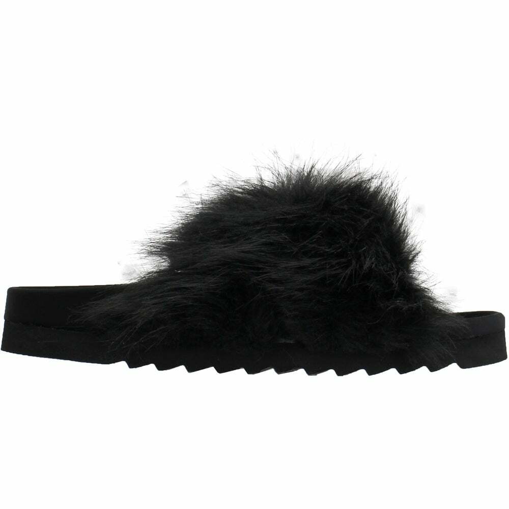 Steve Madden Women's Amari Faux Fur Slippers Black