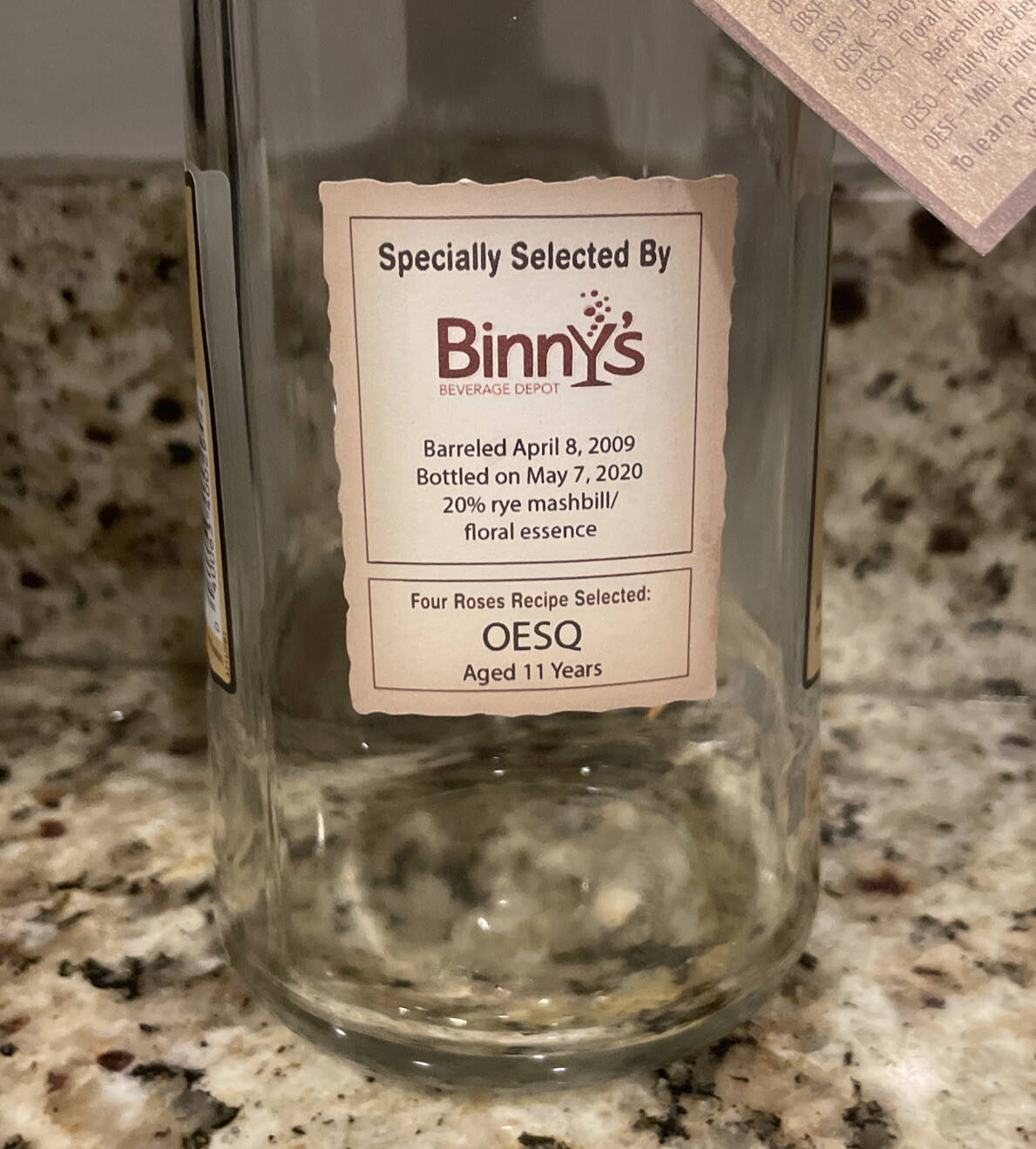 Four Roses Single Barrel Barrel Strength Private Selection OESQ (empty)