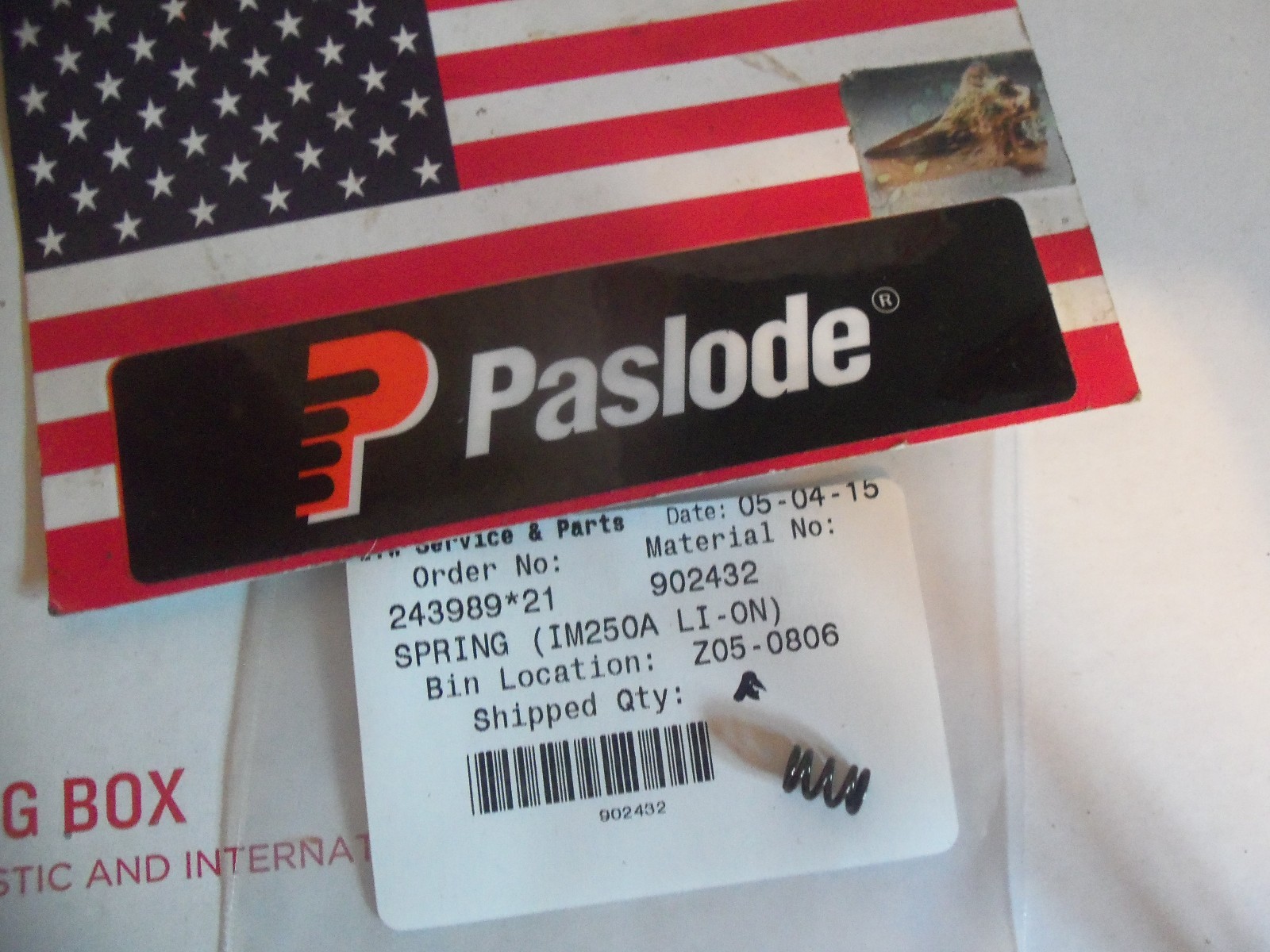 Paslode Part # 902432  SPRING (IM250A LI-ON)