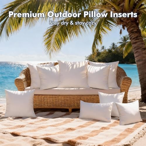 Pack of 2 12x20 Outdoor Pillow Inserts, Water 12x20 inch White （2 Pack）