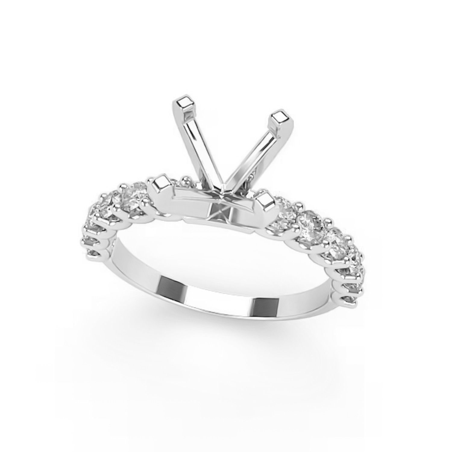 Semi Mount Ring Set Round 10mm with White Natural Zircon 925 Sterling Silver