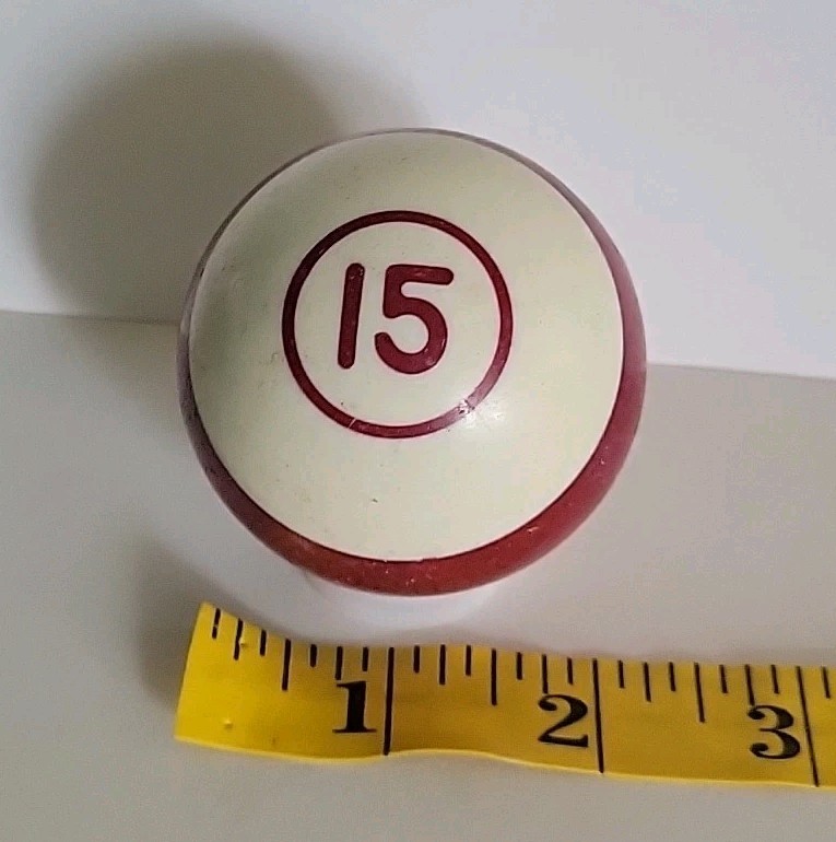 Vintage No. 15 Striped Burgundy White Pool Ball Billiard 2" Replacement (R)