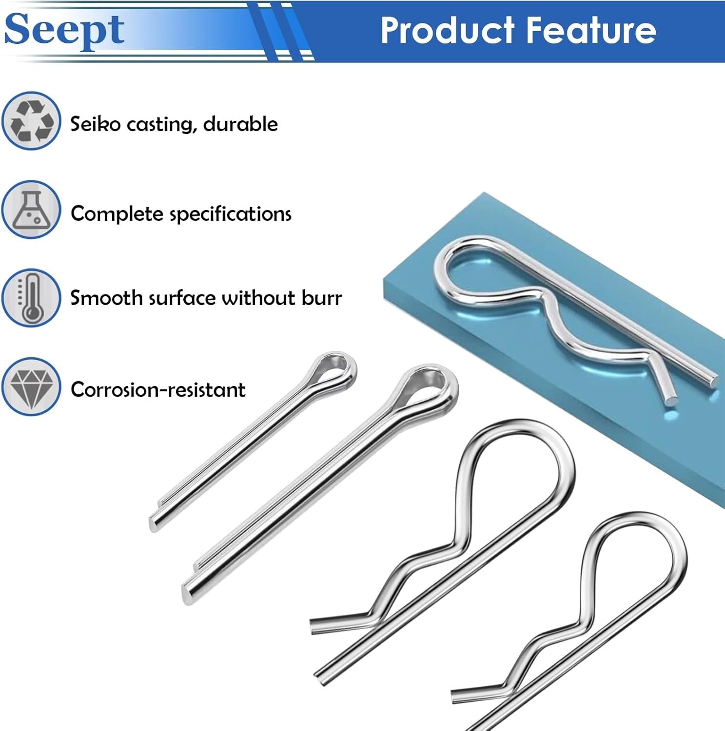 200-Piece Stainless Steel Cotter Pins Assortment Kit for Versatile Fastening
