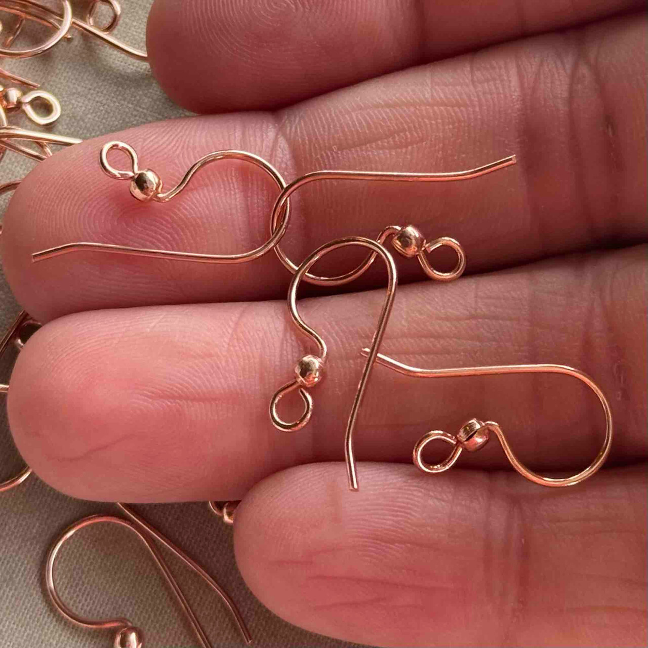French Hook Ball Earwires 18x10mm 21ga E-Coat Solid Copper Q20 Pair Per Pkg