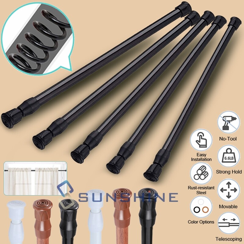 Adjustable Spring Tension Rod - No-Drill Wall Mount Shower Tension Curtain Rods