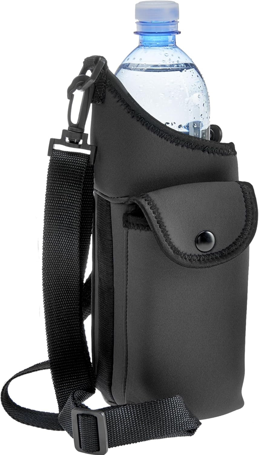 Aquapockets Neoprene Water Bottle Holder with Strap - Neoprene Sling Bag with Wa