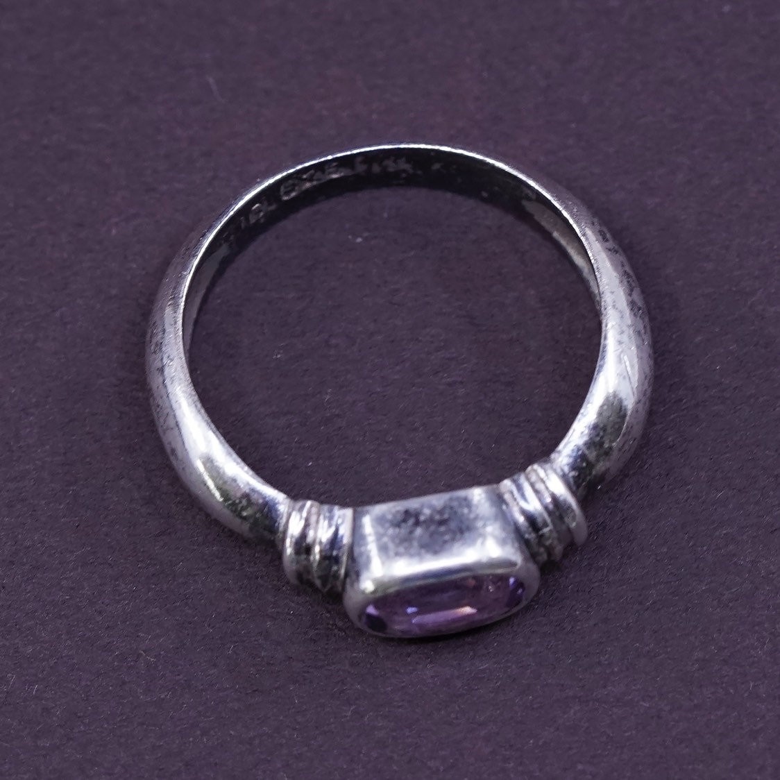 sz 6.75, Sterling silver handmade ring, 925 w/ oval amethyst