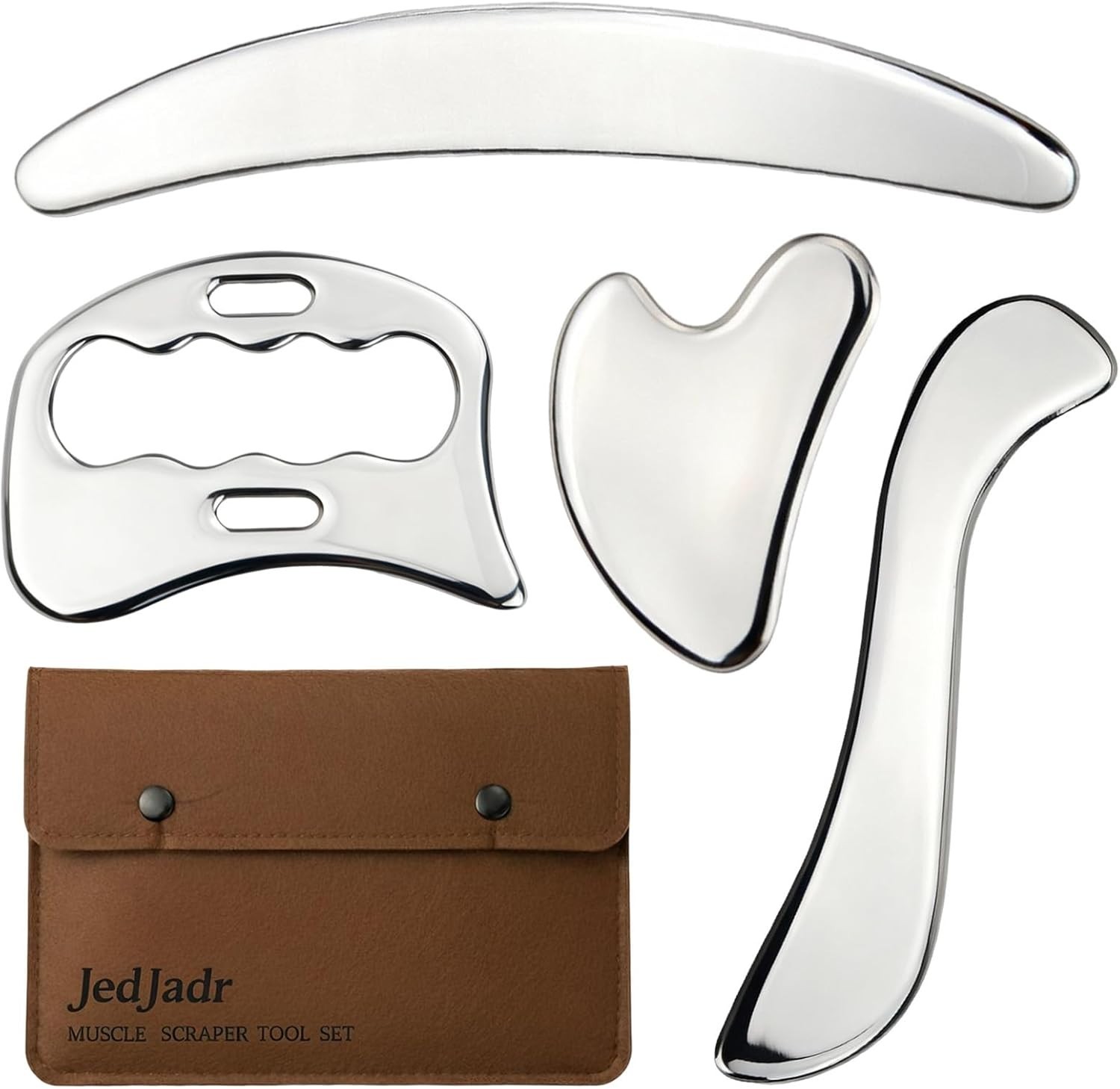 4 in 1 Stainless Steel Massage Scraper Tool Set for Deep Tissue Relief, IASTM...