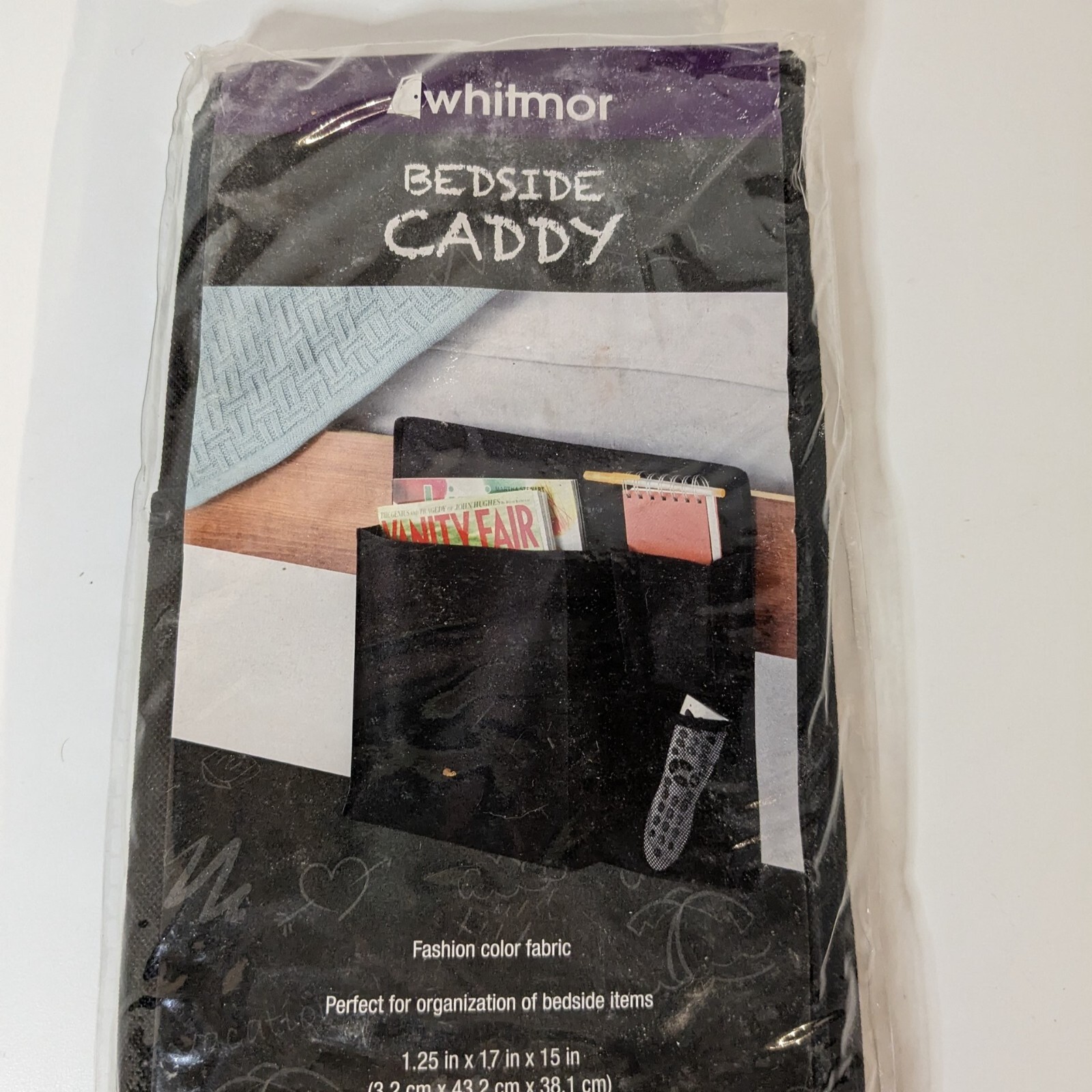 Bedside Caddy Bed 3 Pocket Cell Phone Tablet Remote Glasses Book Holder, Storage