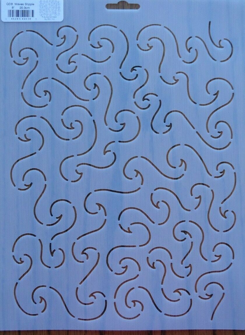 Stencil Quilting Waves Stipple 8" 20.3cm QD8 QC sew quilt stitch template CL