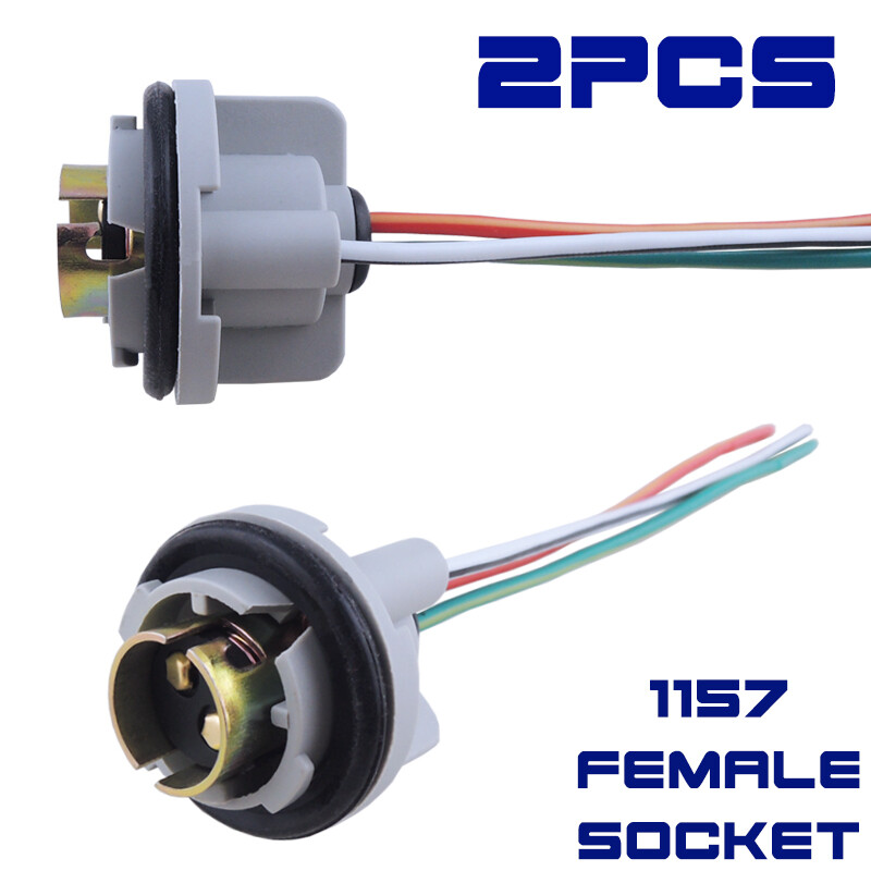 2pcs 1157 2357 2057 Female Socket Front Turn Signal Light Wiring Harness Pigtail