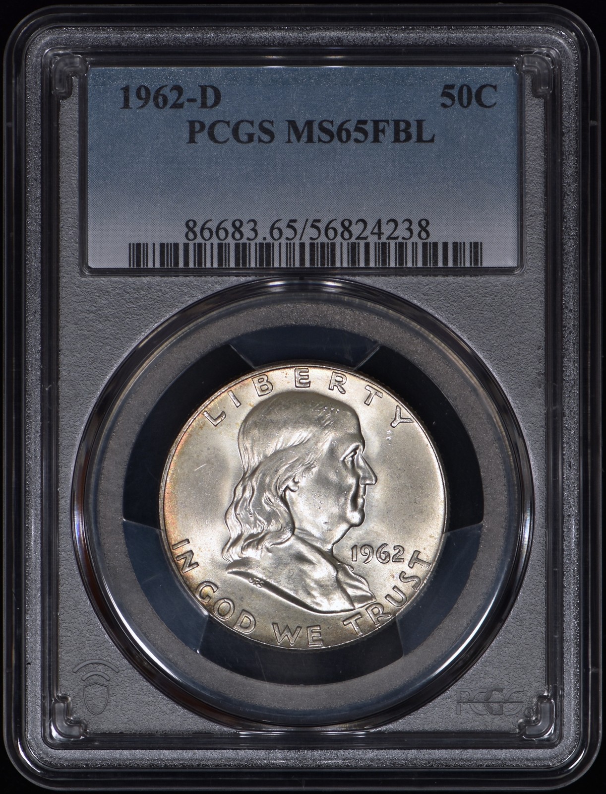 1962-D Franklin Half Dollar 50c PCGS MS65 FBL - Nice GEM+!