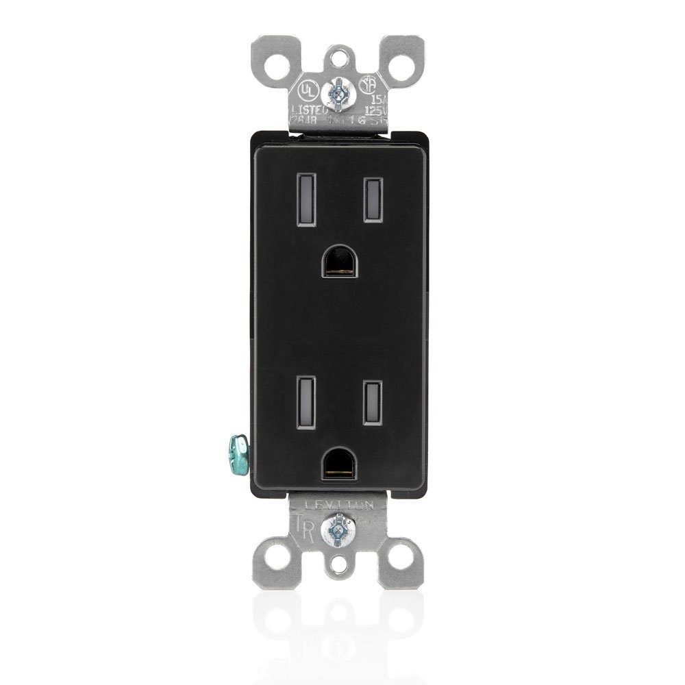 15 Amp Decora Tamper-Resistant Duplex Electrical Wall Outlet, , Black