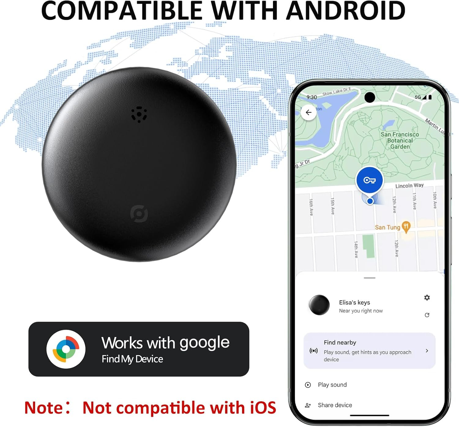 Bike Tracker for Android, Android Airtag Compatible with Google Find My Device A